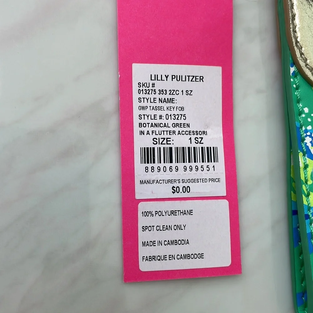 Lilly Pulitzer tassel key fob NWT botanical green flutter accessory authentic